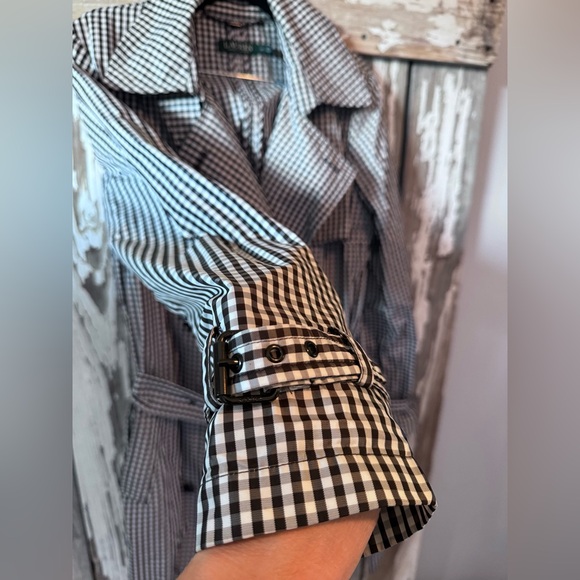Lauren Ralph Lauren Black & White Gingham / Check  trench coat size 12 - Picture 8 of 12